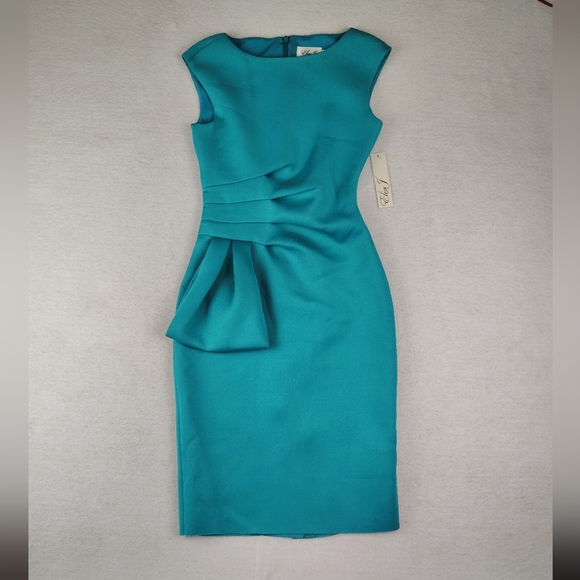 NWT Eliza J Sleeveless Side-tuck Ruffle Dress in Jade Size 0 Retail $148 - Picture 5 of 11